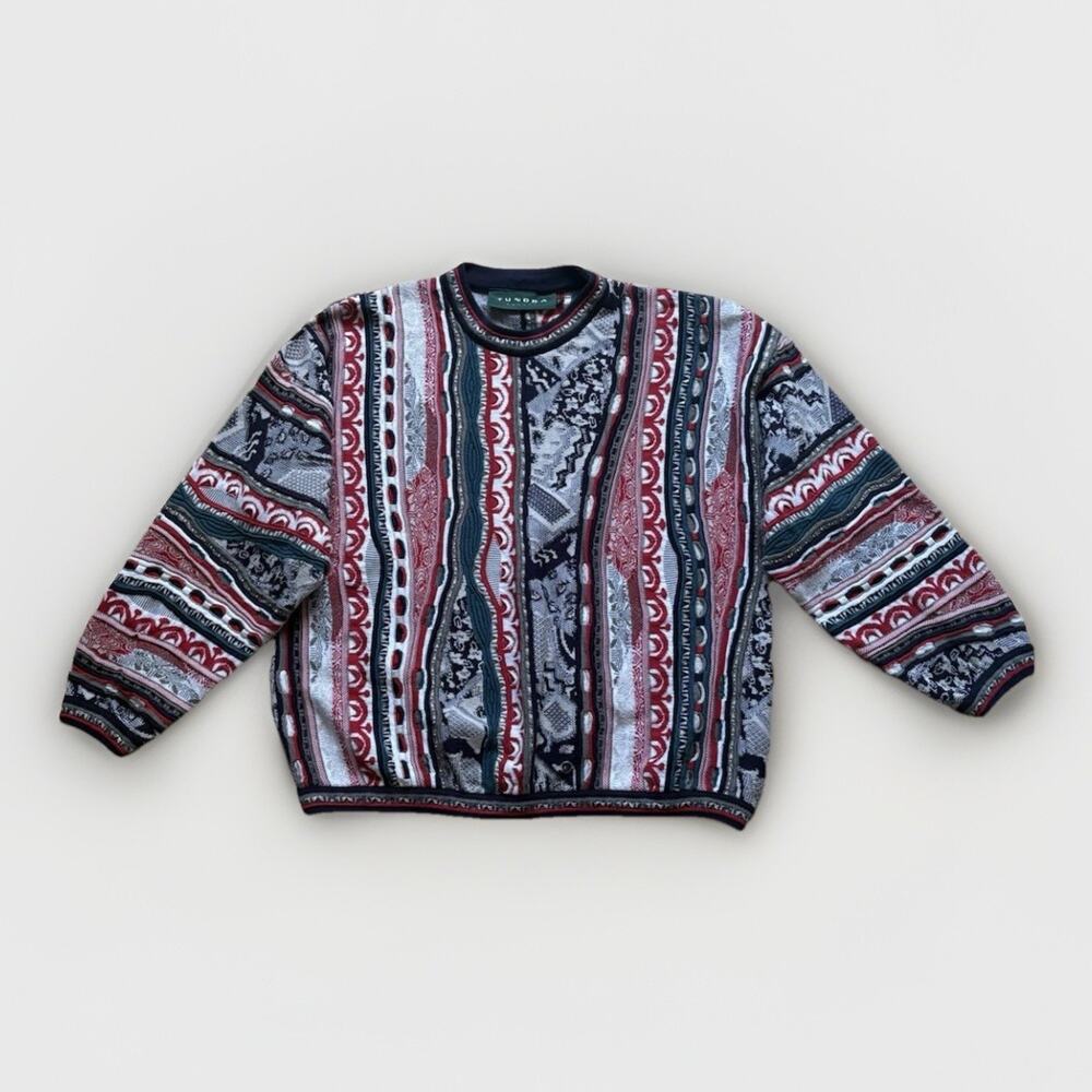 Tundra Multicolor Patterned Crewneck Sweater - Red, Black, Gray